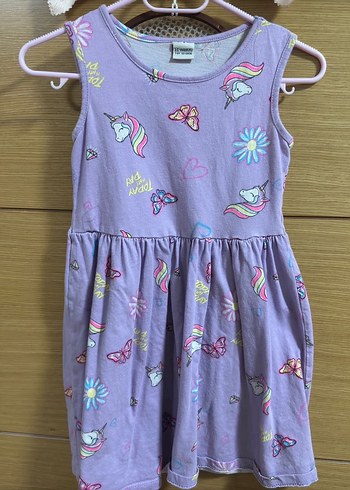 Kız Çocuk Unicorn Desenli Elbise