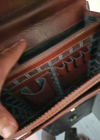 Kilitli Koyu Kahverengi Vintage Erkek Evrak Çantası - Görsel 7