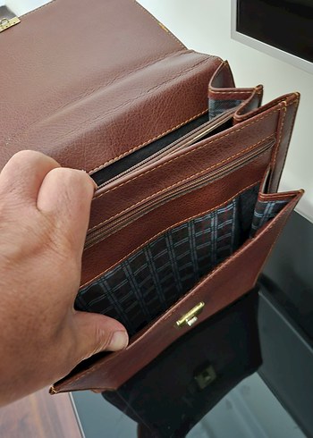 Kilitli Koyu Kahverengi Vintage Erkek Evrak Çantası - Görsel 5