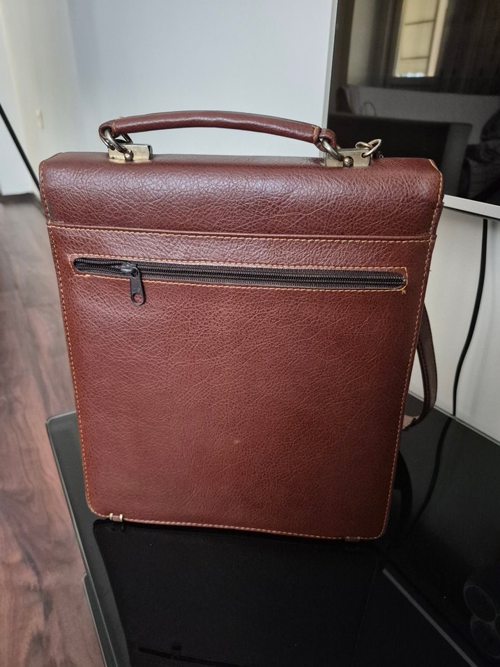 Kilitli Koyu Kahverengi Vintage Erkek Evrak Çantası - Görsel 2