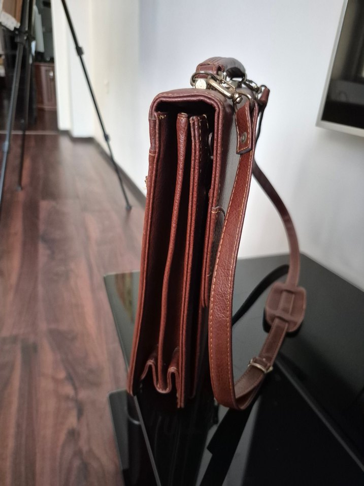 Kilitli Koyu Kahverengi Vintage Erkek Evrak Çantası - Görsel 3