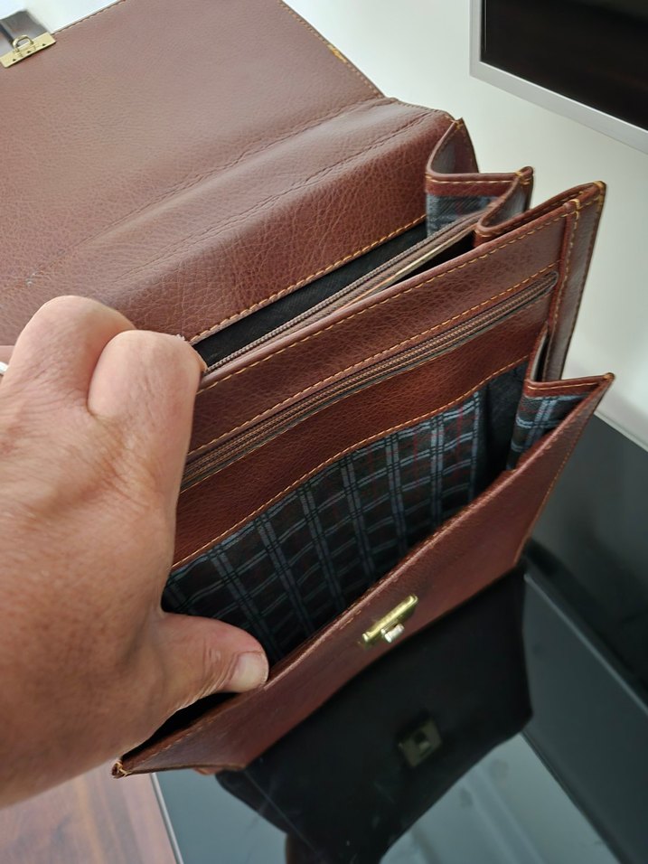 Kilitli Koyu Kahverengi Vintage Erkek Evrak Çantası - Görsel 5