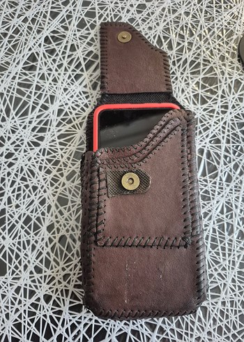 Kahverengi Biker telefon taşıma çantası. Kemere takılabilen. - Görsel 4