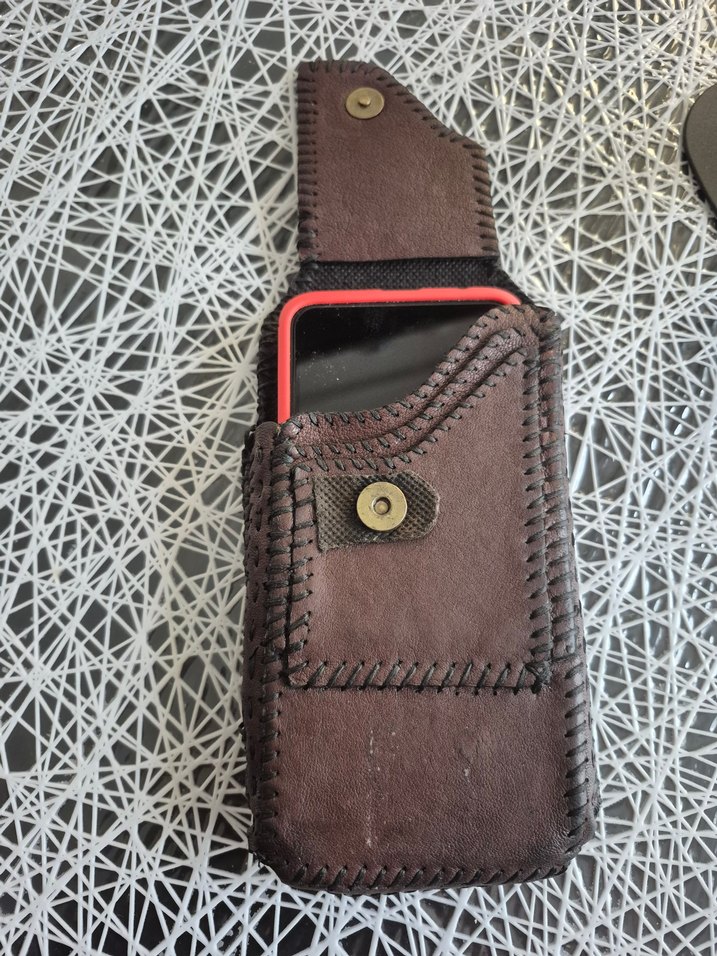 Kahverengi Biker telefon taşıma çantası. Kemere takılabilen. - Görsel 4