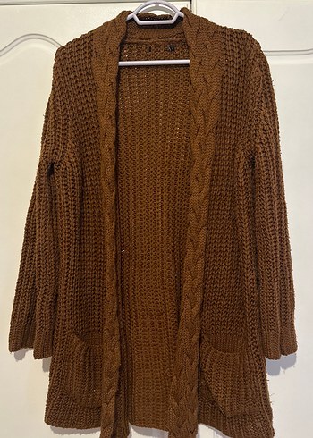 Bohem Tarz Kahverengi Örgü Kadın Hırka - Görsel 2