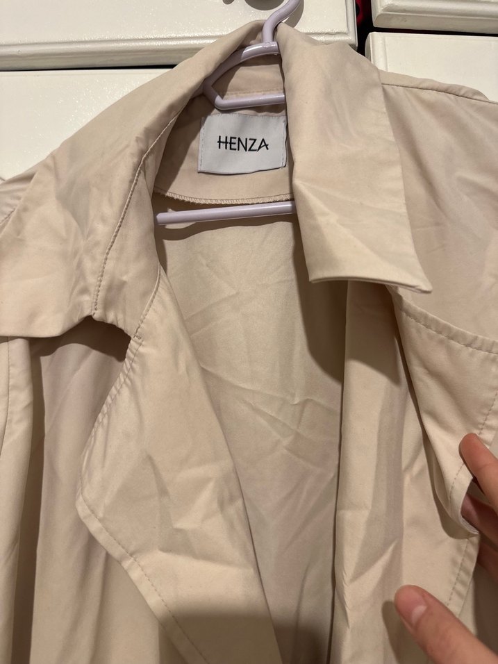 Bej Uzun Keten Kadın Trençkot - Görsel 2