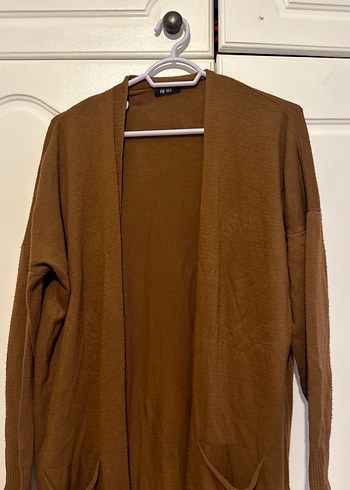 Kadın Kahverengi Uzun Triko Hırka - Görsel 2