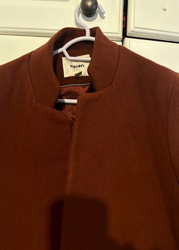 Tek Düğmeli Kiremit Rengi Kaban - Görsel 2