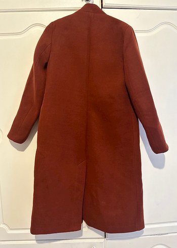 Tek Düğmeli Kiremit Rengi Kaban - Görsel 3