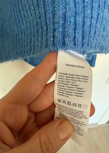 Mavi Bulut Desenli Örgü Kadın Kazak - Görsel 4