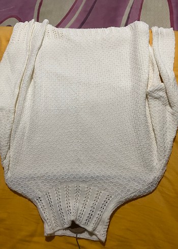 Beyaz Bohem Örgü Kadın Kazak - Görsel 4