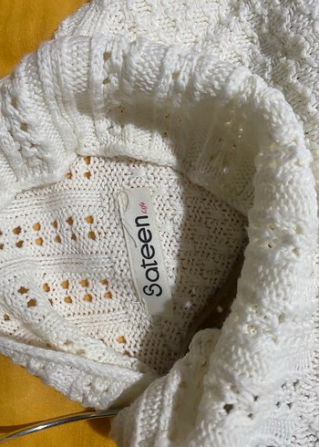 Beyaz Bohem Örgü Kadın Kazak - Görsel 3