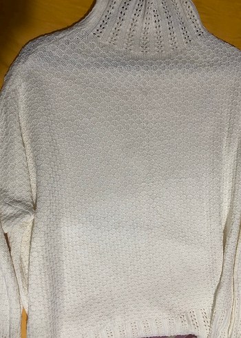 Beyaz Bohem Örgü Kadın Kazak - Görsel 5