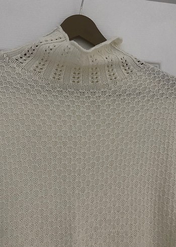 Beyaz Bohem Örgü Kadın Kazak - Görsel 9