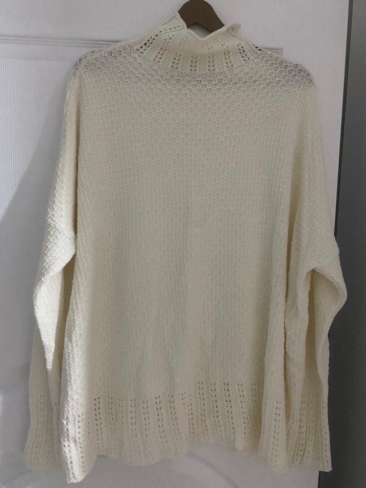 Beyaz Bohem Örgü Kadın Kazak - Görsel 2