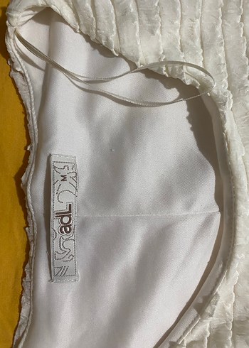 Ekru U Yaka Kolsuz Mini  Elbise - Görsel 4