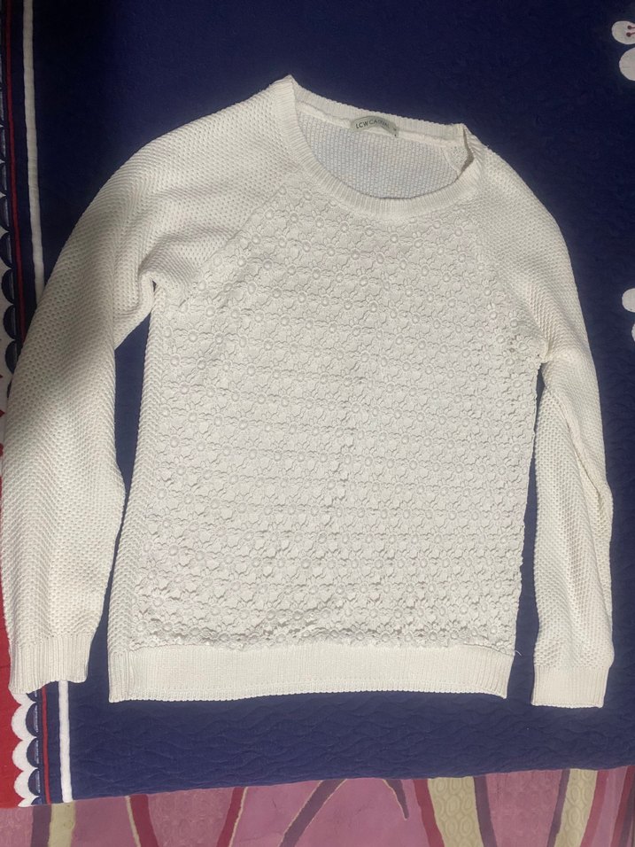 Beyaz Örgü Kadın Kazak - Görsel 2