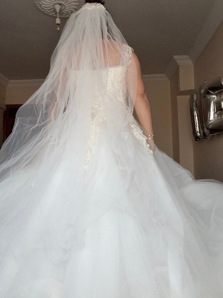 Straplez Midi A Kesim Beyaz Gelinlik - Görsel 3