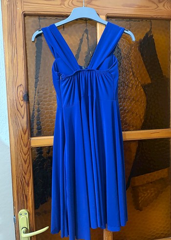 Mavi Piliseli Midi Abiye Elbise - Görsel 2