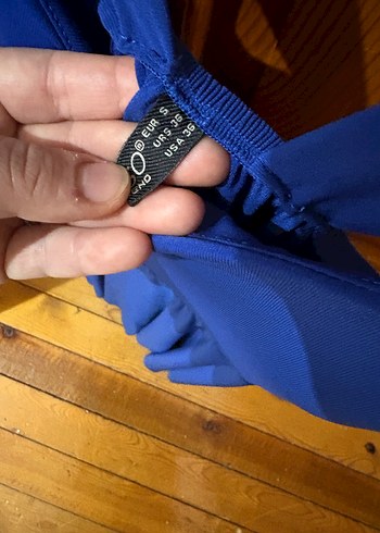 Mavi Piliseli Midi Abiye Elbise - Görsel 3