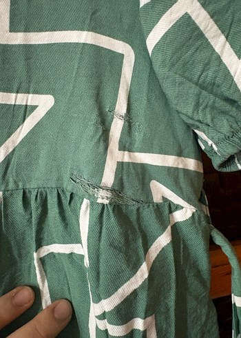 Yeşil Geometrik Desenli Mini Elbise - Görsel 3