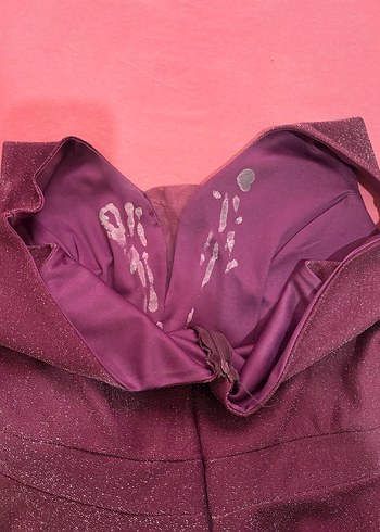 Parlak Mor V Yakalı Midi Abiye Elbise - Görsel 4