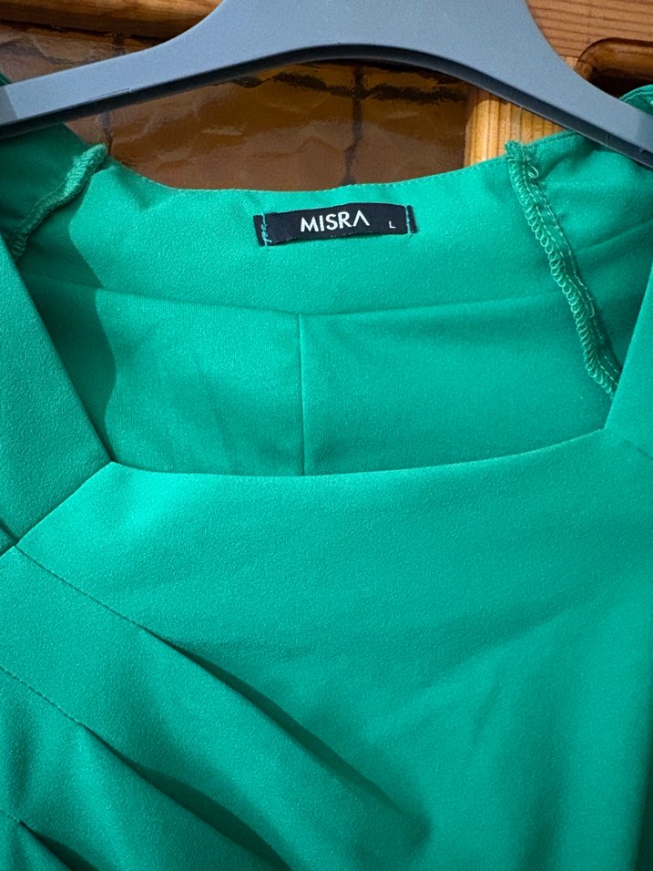 Turkuaz Drapeli Midi Elbise - Görsel 2