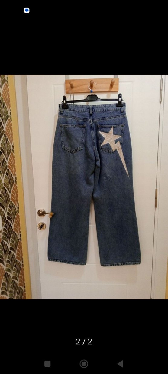 Gri Mavi Rahat Kesim Kadın Denim Pantolon - Görsel 2