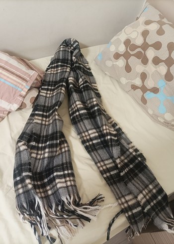 Gri Ekose Desenli Kadın Şal - Görsel 2