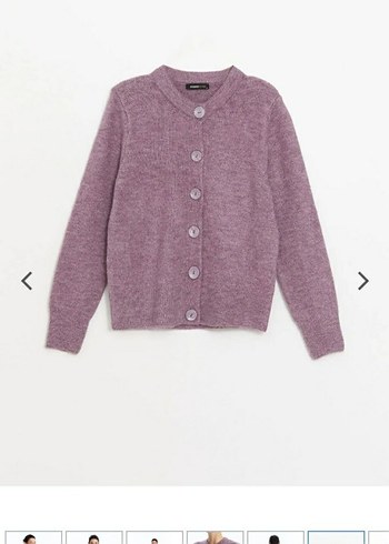 Mor Düğmeli Örgü Kadın Kazak - Görsel 2