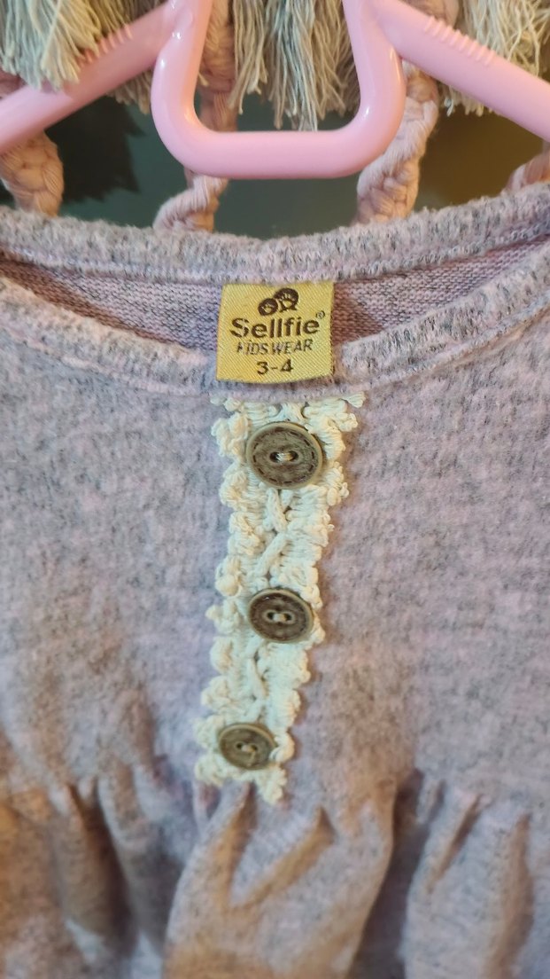 lila Bohem Uzun Kollu Kız Elbisesi - Görsel 2