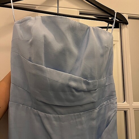 Mavi straplez elbise - Görsel 2