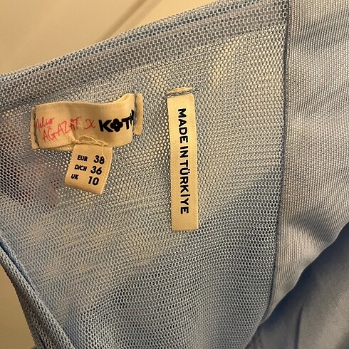 Mavi straplez elbise - Görsel 4