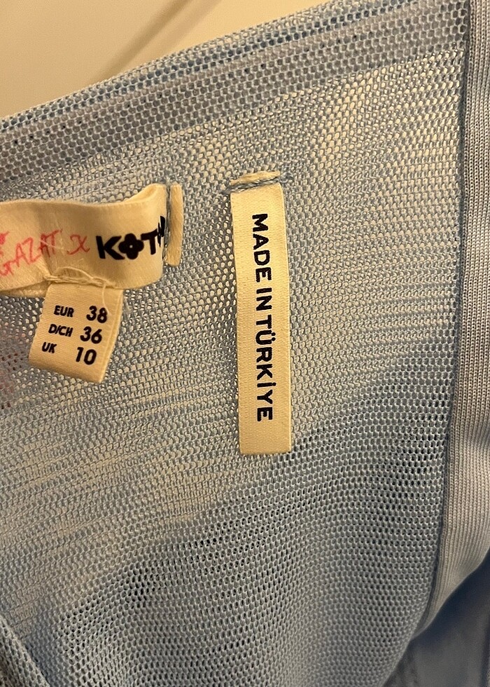 Mavi straplez elbise - Görsel 4