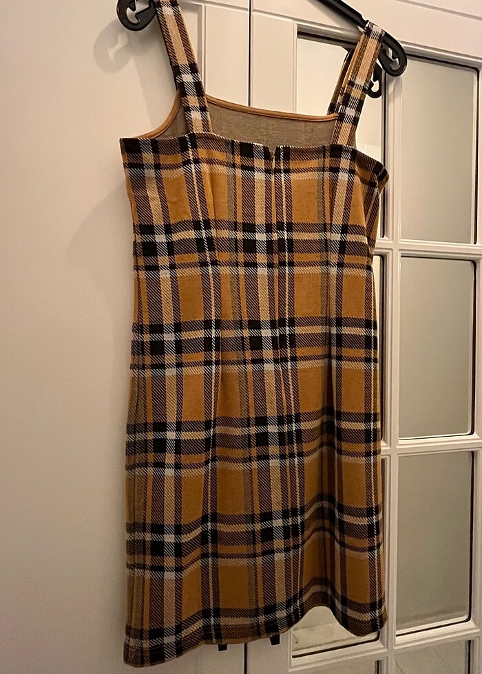 Hardal rengi askılı elbise - Görsel 2