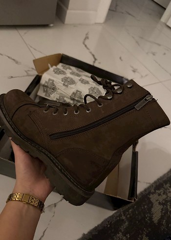 Harley Davidson Kahverengi Deri Biker Bot - Görsel 3