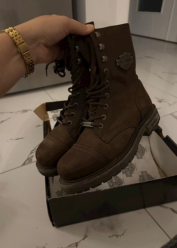 Harley Davidson Kahverengi Deri Biker Bot - Görsel 6