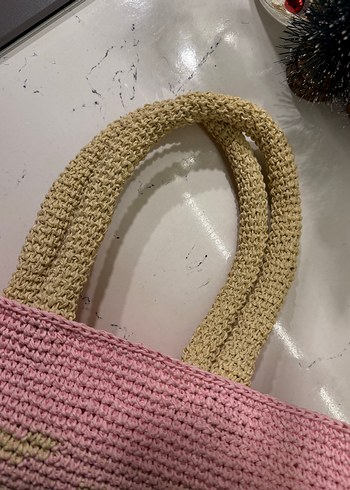 Püsküllü Çok Renkli Örgü Kadın Çanta - Görsel 4