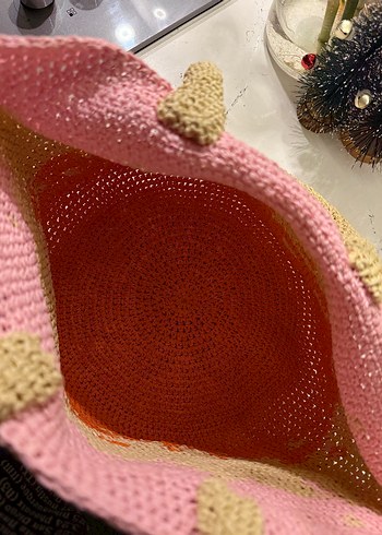 Püsküllü Çok Renkli Örgü Kadın Çanta - Görsel 6