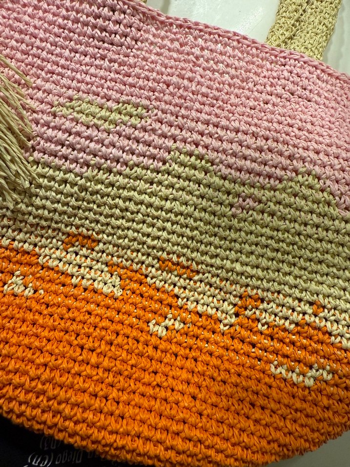 Püsküllü Çok Renkli Örgü Kadın Çanta - Görsel 5