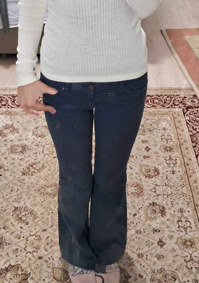 Düğmeli Mavi Kadın Denim Pantolon - Görsel 2