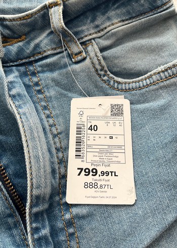 Defacto Kadın Mavi Slim Fit Midi Denim Jean