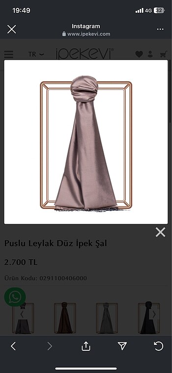 İpekevi puslu leylak düz ipek şal