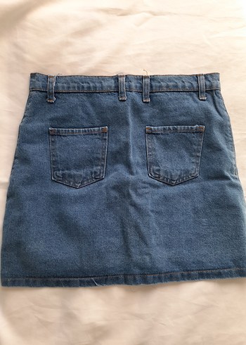 Zara Düğmeli Mavi Denim Mini Etek