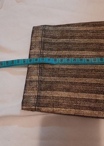 Altın Parlak Çizgili Jean - Görsel 2