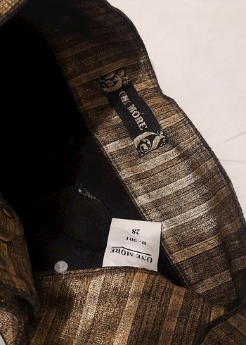 Altın Parlak Çizgili Jean - Görsel 7