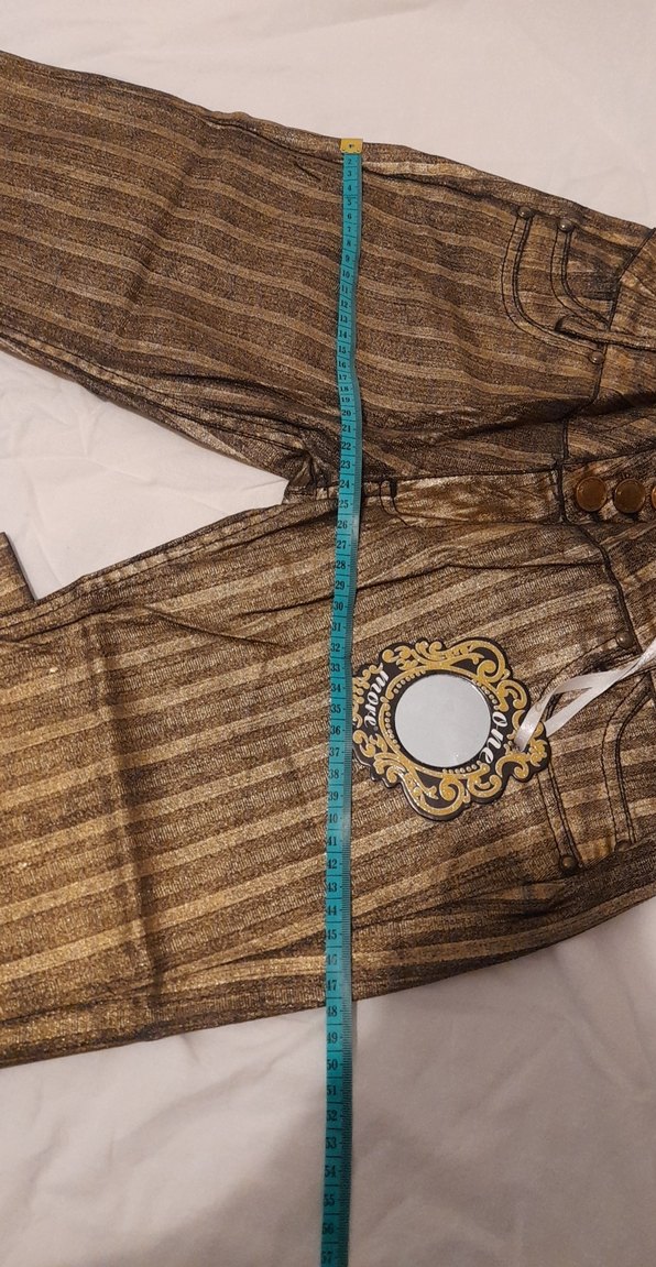 Altın Parlak Çizgili Jean - Görsel 4