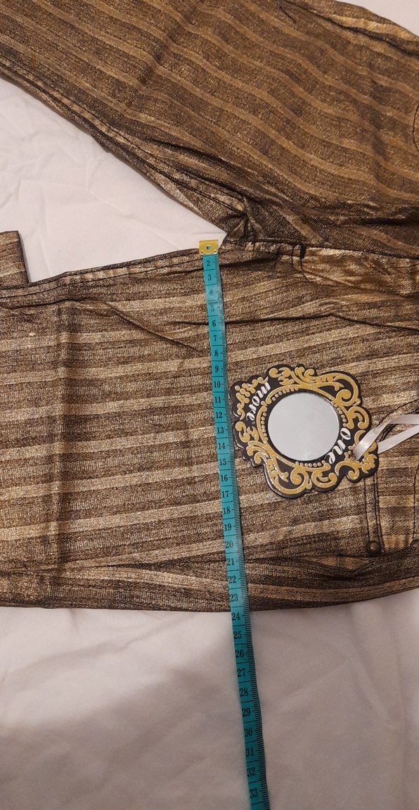 Altın Parlak Çizgili Jean - Görsel 5