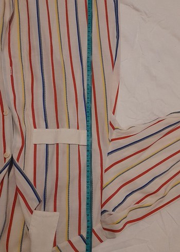Çok Renkli Çizgili Pamuklu Gömlek - Görsel 5