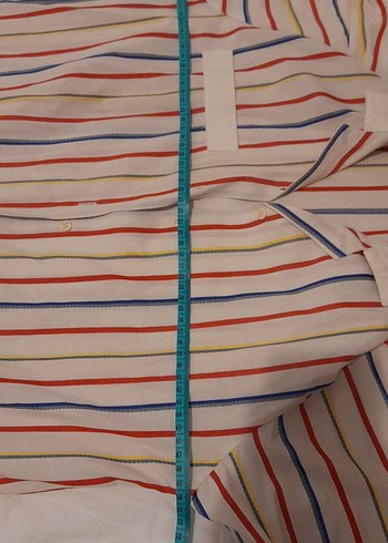 Çok Renkli Çizgili Pamuklu Gömlek - Görsel 6